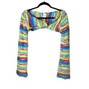 WILD FABLE Rainbow Mohair Cropped Sweater Shrug Size Small